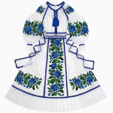 Long Embroidered Dress "Flower Waterfall"
