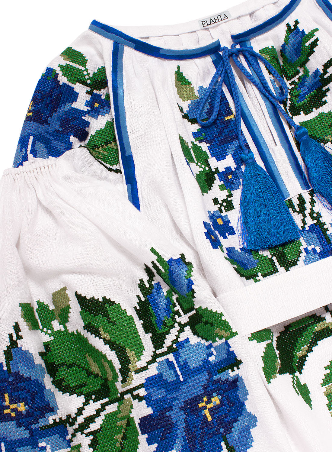 Вишита блузка з пишними рукавами "Квітковий Водоспад"