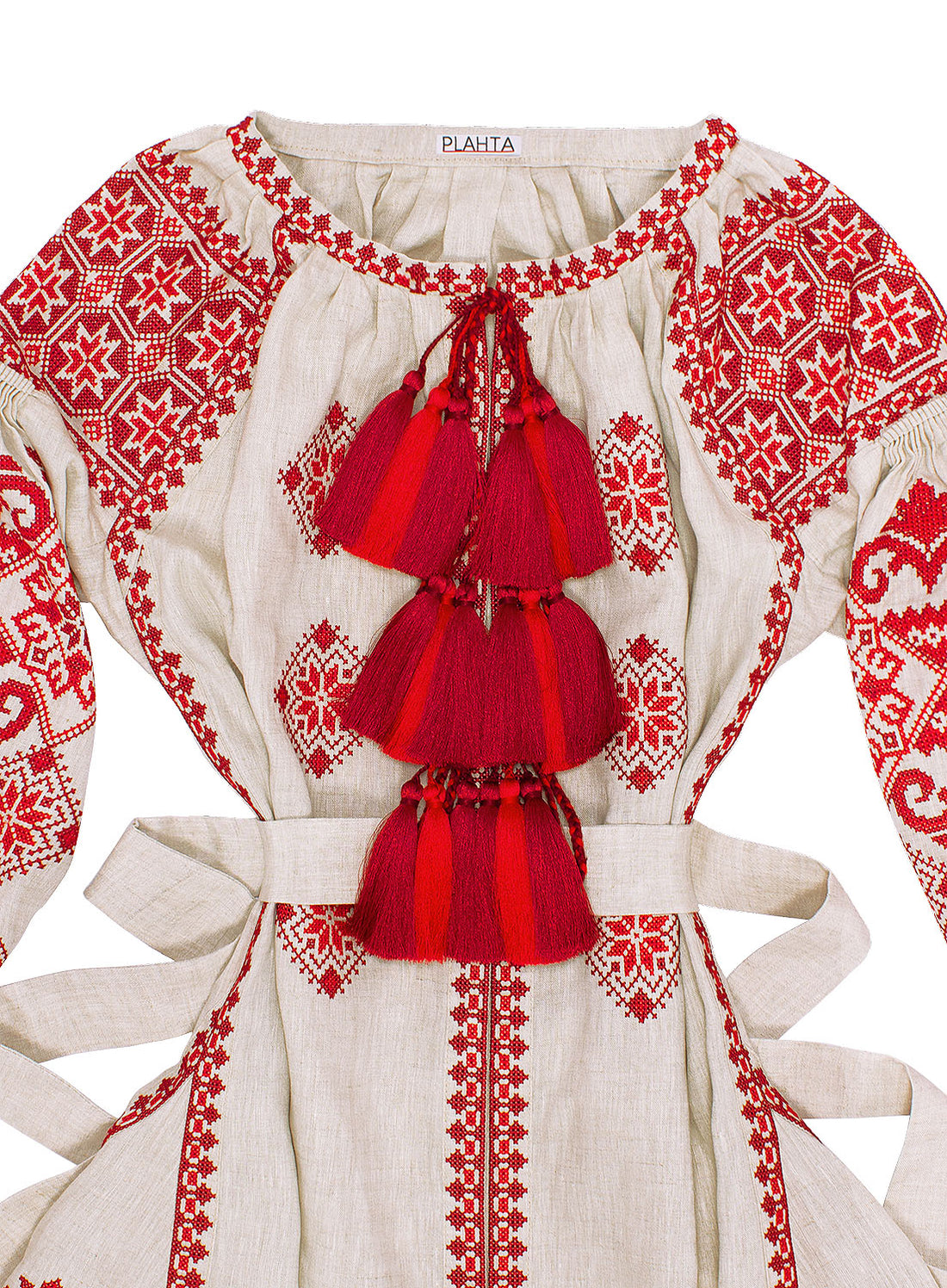 Long Linen Dress "Spring Beauty" With Traditional Ornament