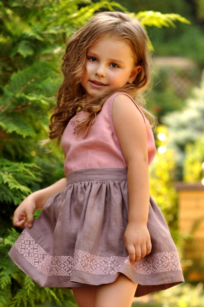 Children's Embroidery Shirt And Skirt With Embroidery For A Girl