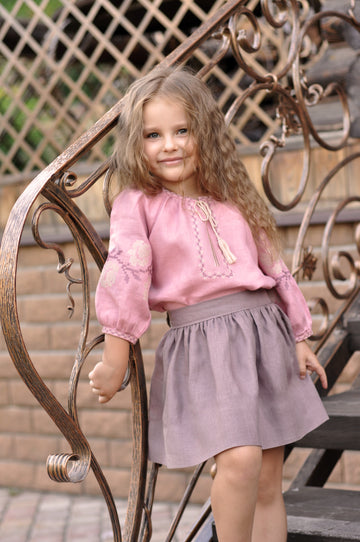Children's Embroidery Shirt And Skirt With Embroidery For A Girl