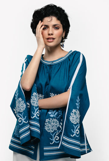 Boho Style Embroidery Turquoise "Princess"