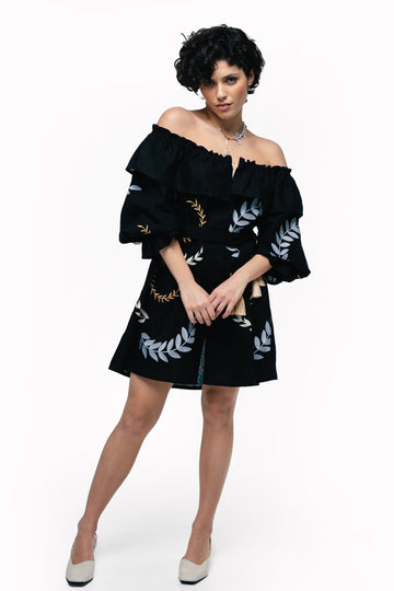 Women's Embroidered Dress "Breath" Black