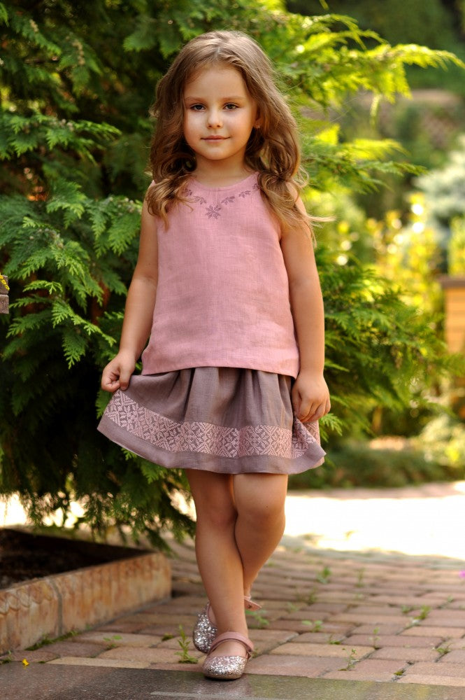 Children's Top And Skirt With Embroidery For A Girl