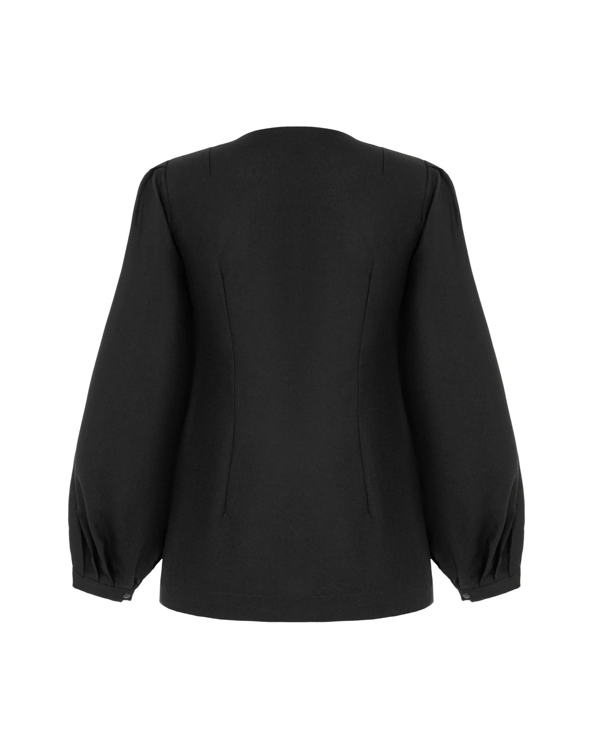 Black Blouse With Delicate Pastel Embroidery And Decorative Buttons Ornament
