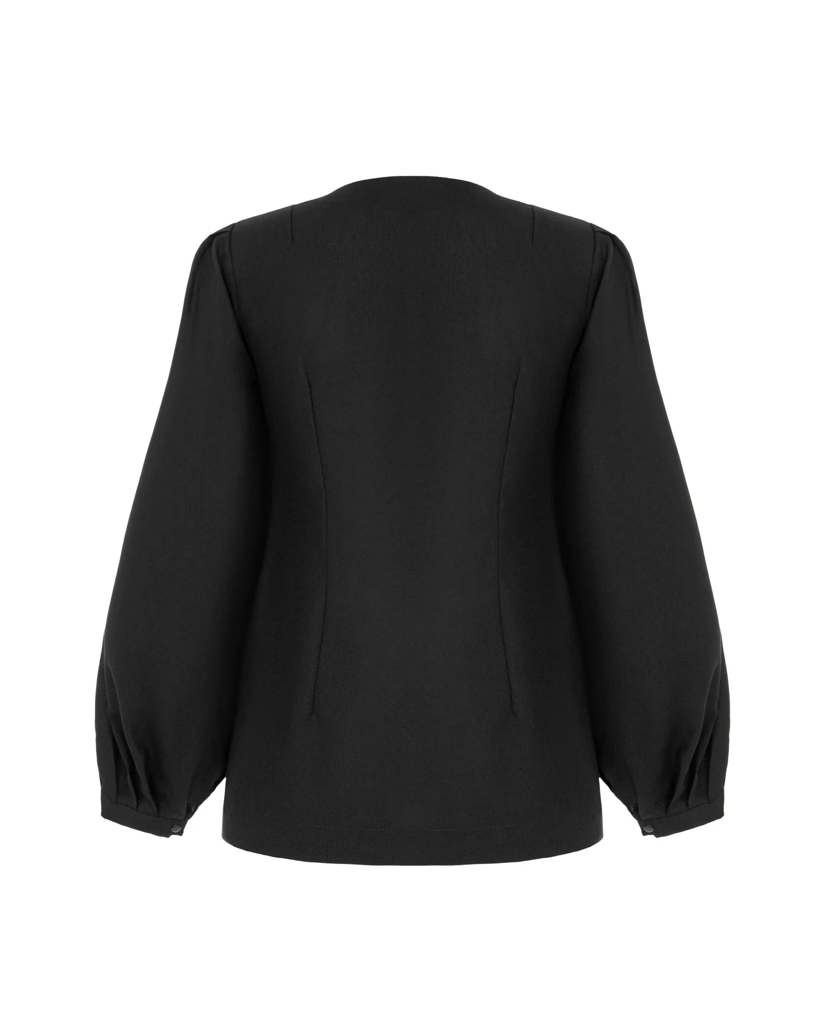 Black Blouse With Delicate Pastel Embroidery And Decorative Buttons Ornament