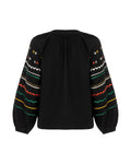 Black Embroidered Shirt With Bright Ethnic Embroidery Ornament