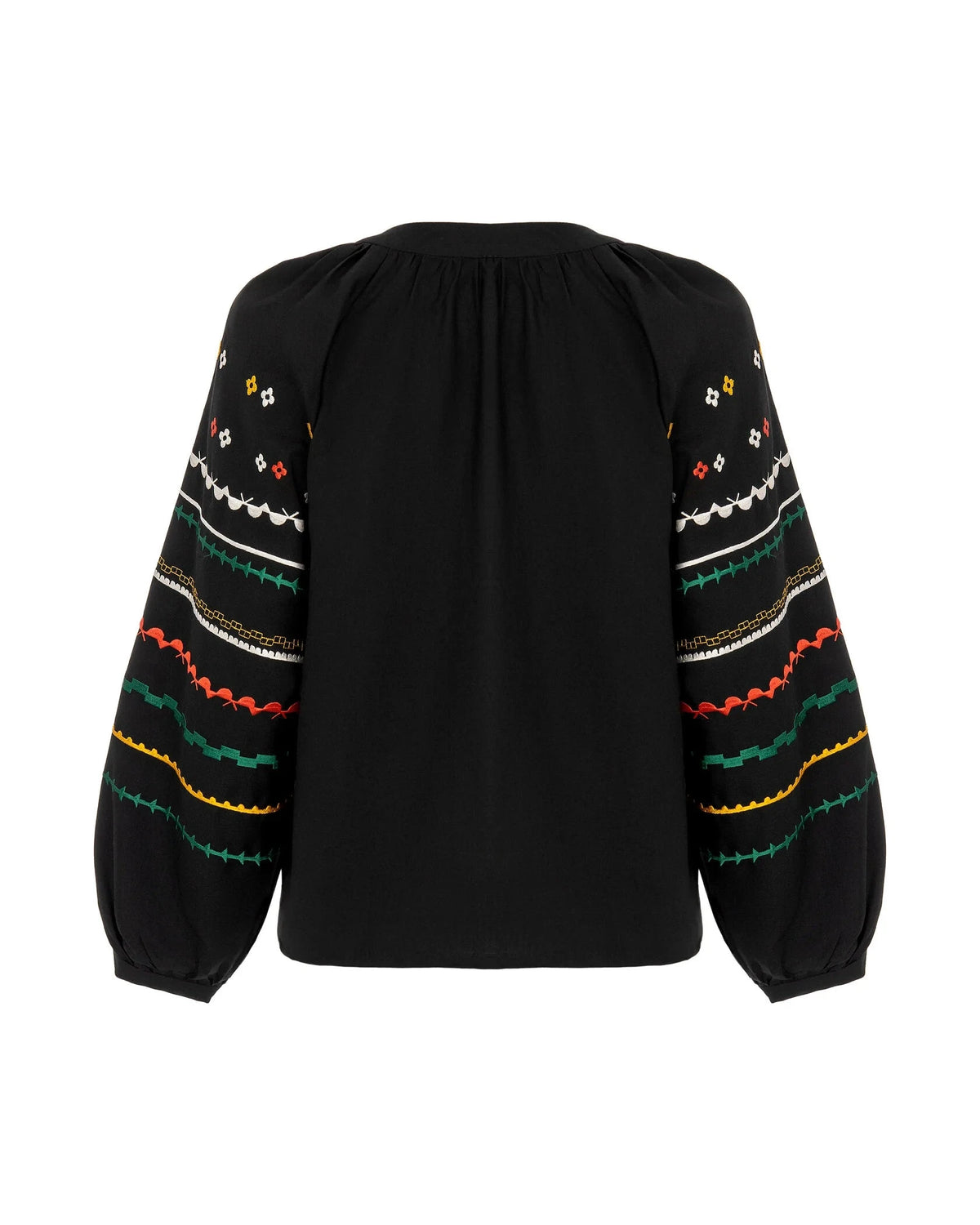 Black Embroidered Shirt With Bright Ethnic Embroidery Ornament