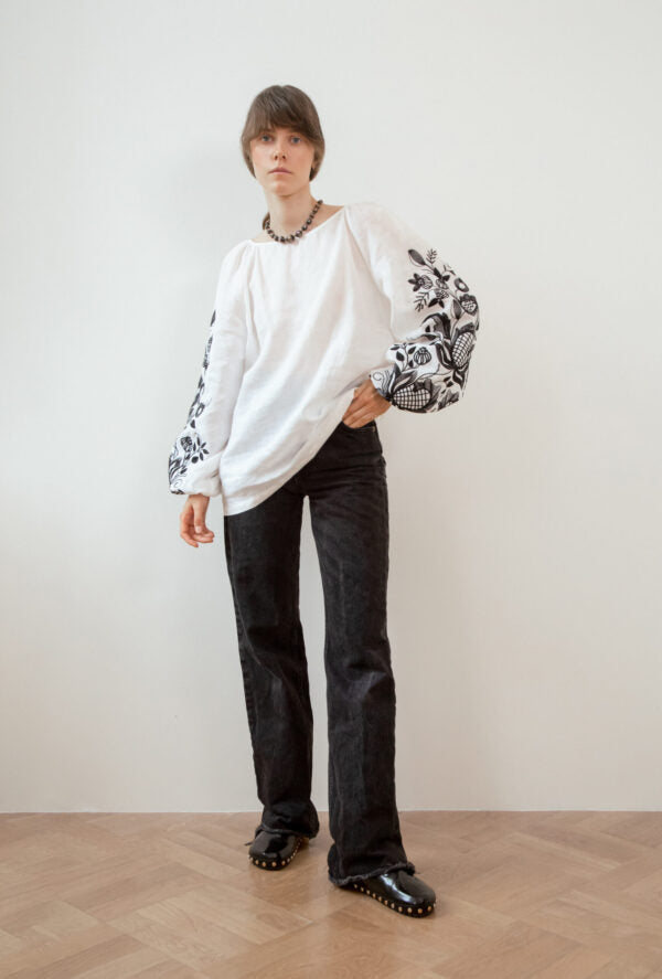 Blouse With Embroidery On The Sleeves "Pomegranate Vine" Ornament
