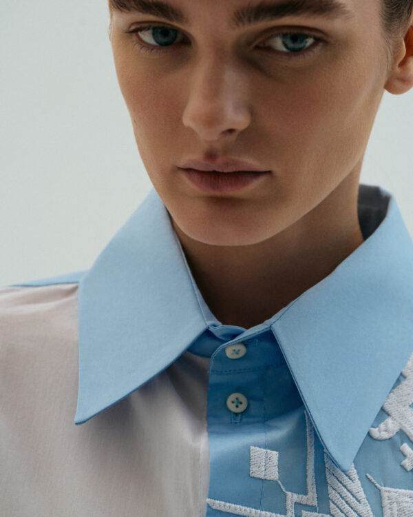 Blouse With Monochrome White Embroidery "Rug" Ornament