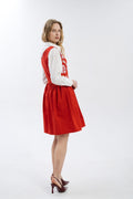 Bright Red Sundress With Floral Pattern Ornament