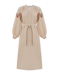 Cream Dress With Delicate Botanical Decor Ornament