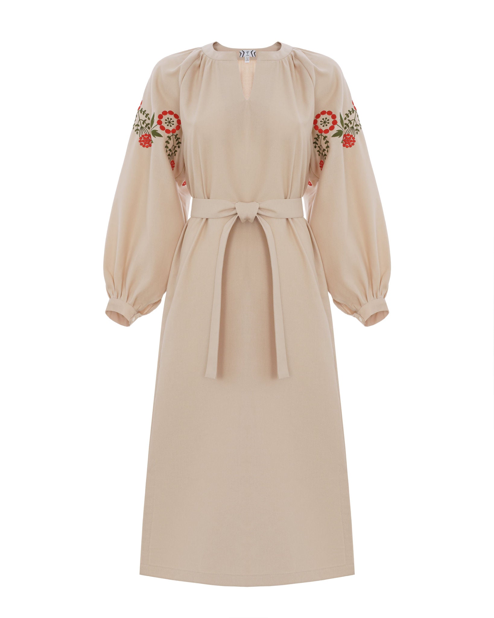 Cream Dress With Delicate Botanical Decor Ornament