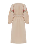 Cream Dress With Delicate Botanical Decor Ornament