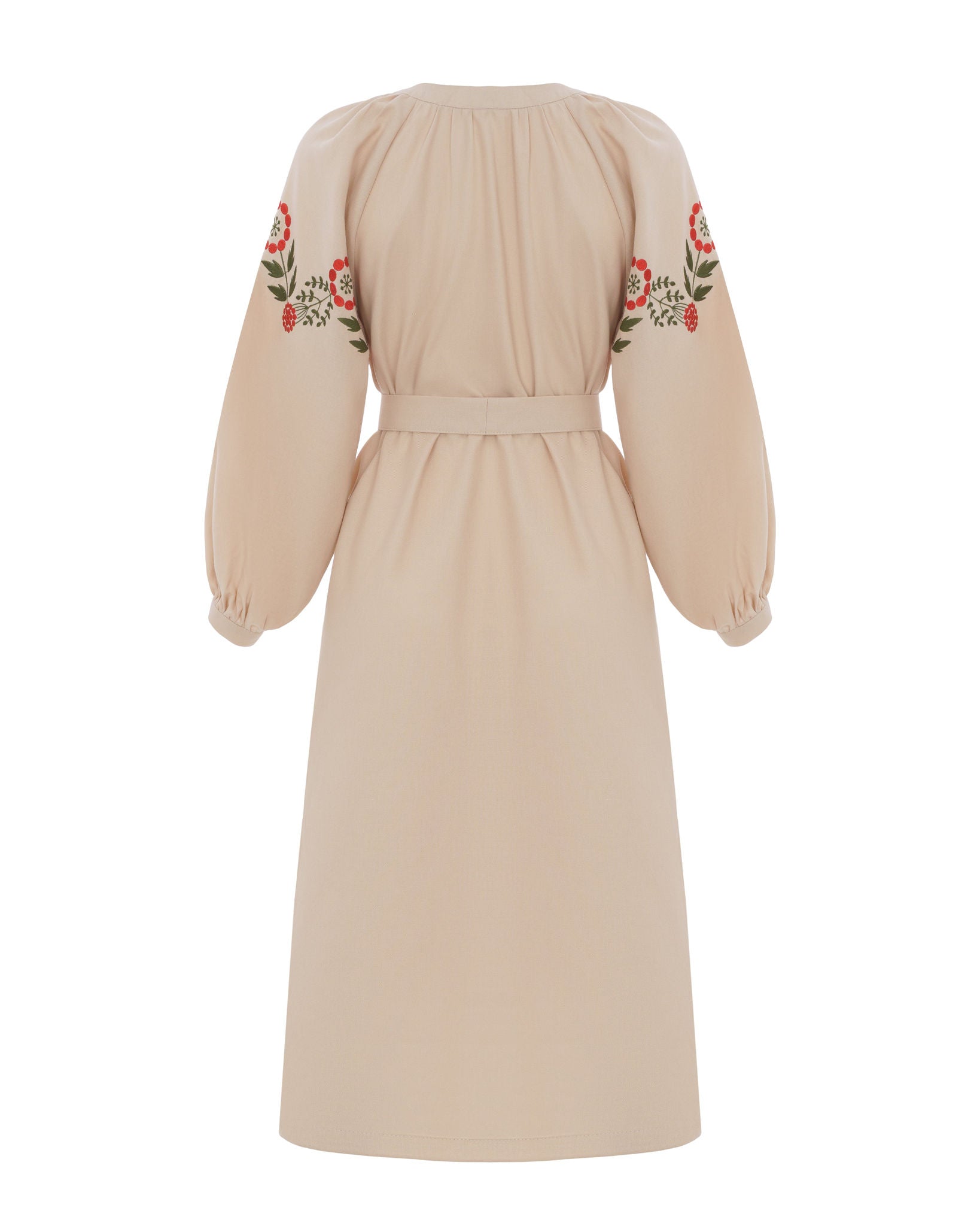 Cream Dress With Delicate Botanical Decor Ornament