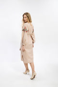 Cream Dress With Delicate Botanical Decor Ornament