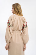 Cream Dress With Delicate Botanical Decor Ornament