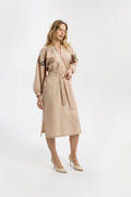 Cream Dress With Delicate Botanical Decor Ornament