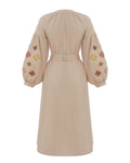 Cream Dress With Embroidered Rhombuses Ornament
