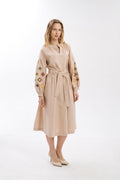 Cream Dress With Embroidered Rhombuses Ornament