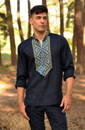 Dark Blue Vyshyvanka with Blue and Yellow Ornament Ornament