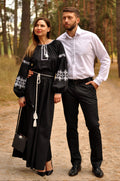 Elegant Black and White Embroidered Couple Set Ornament