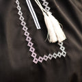 Elegant Black and White Embroidered Couple Set Ornament