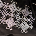 Elegant Black and White Embroidered Couple Set Ornament