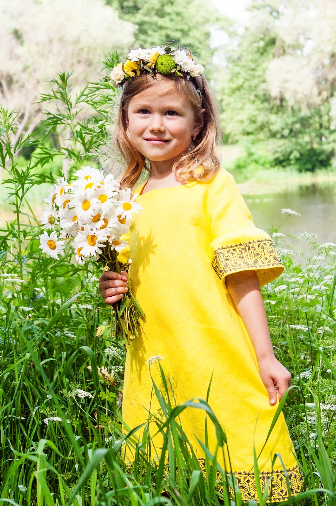 Embroidered Dress With Ukrainian Symbols Ornament