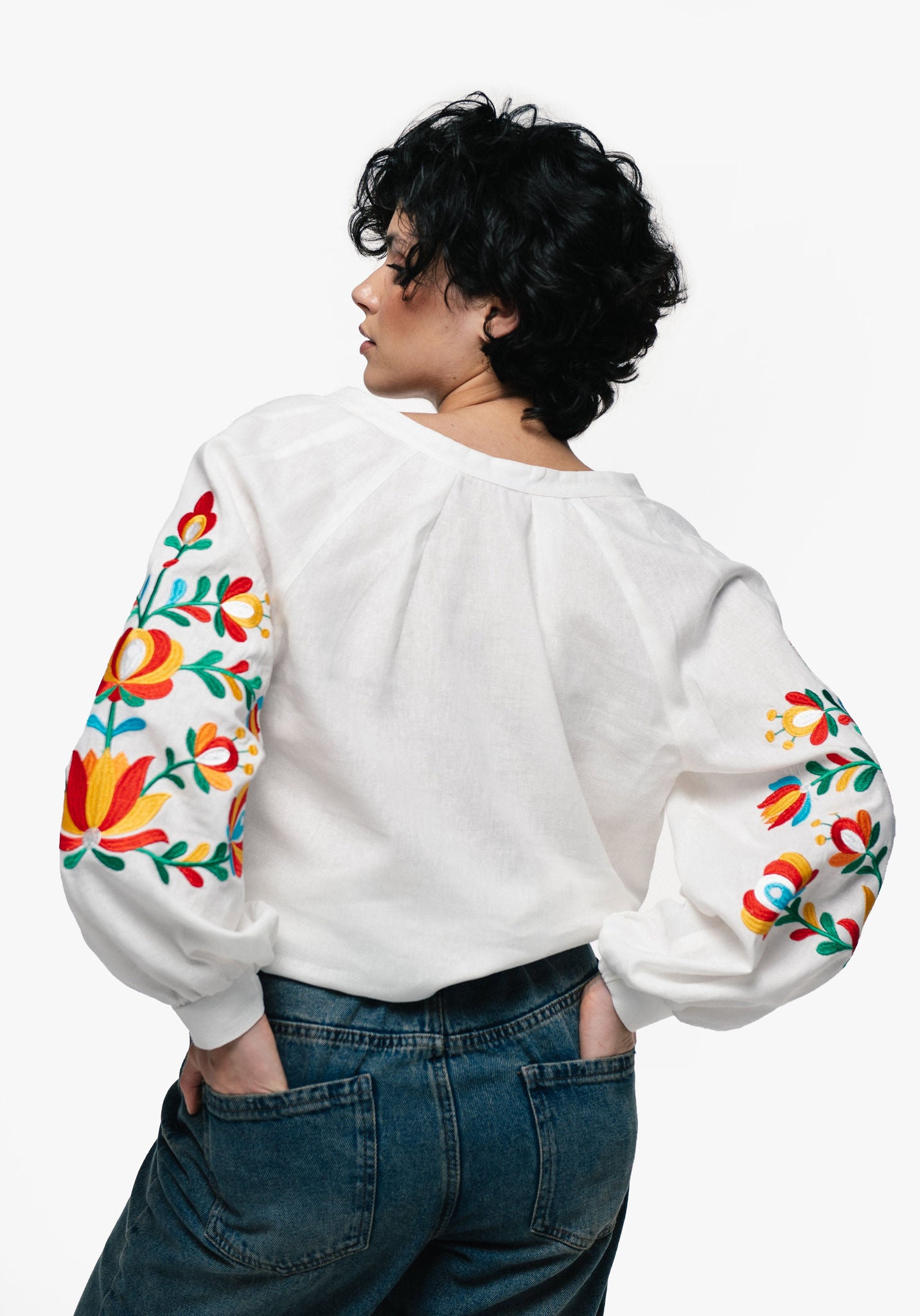 Embroidered Shirt "Dykanka" Milky Color Ornament