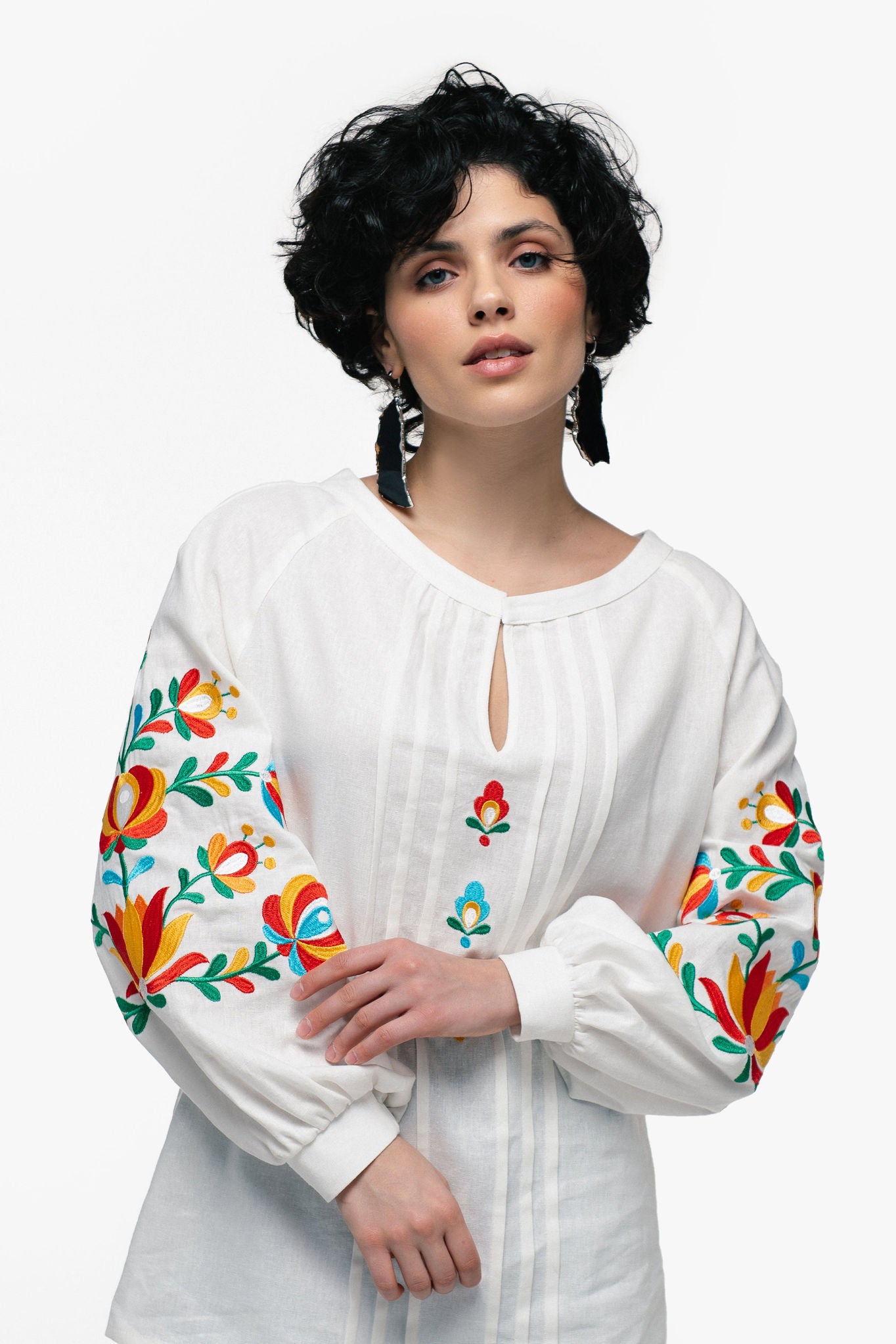 Embroidered Shirt "Dykanka" Milky Color Ornament