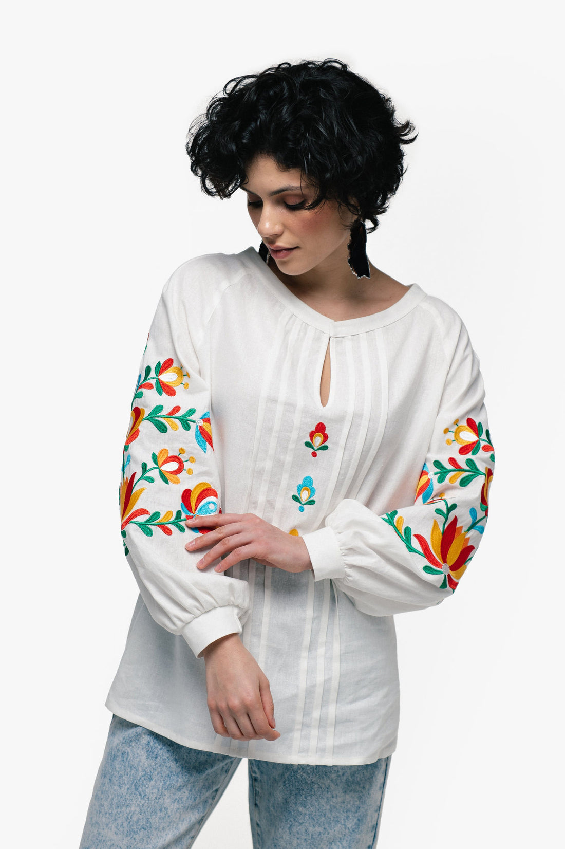 Embroidered Shirt "Dykanka" Milky Color Ornament