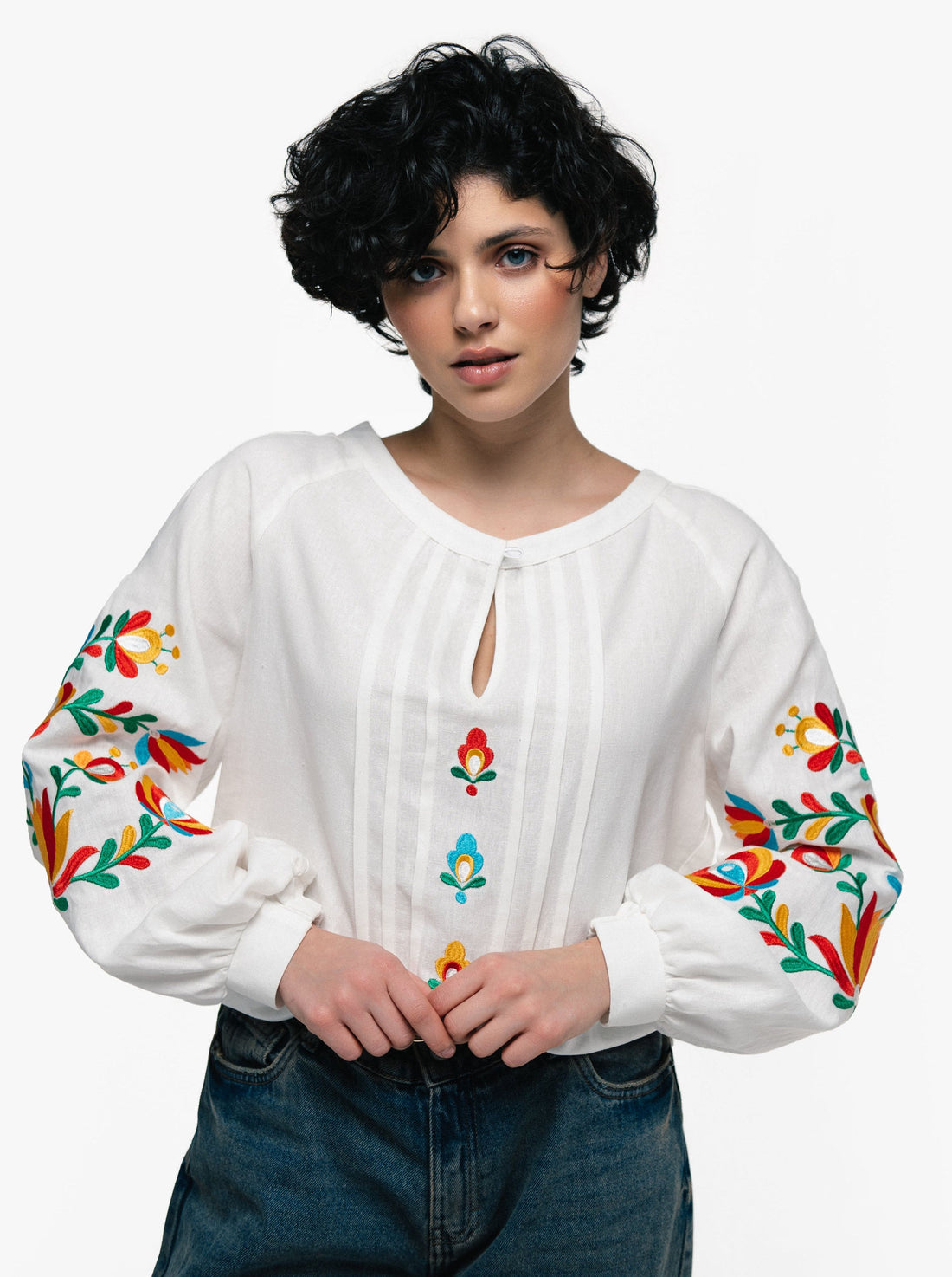 Embroidered Shirt "Dykanka" Milky Color Ornament