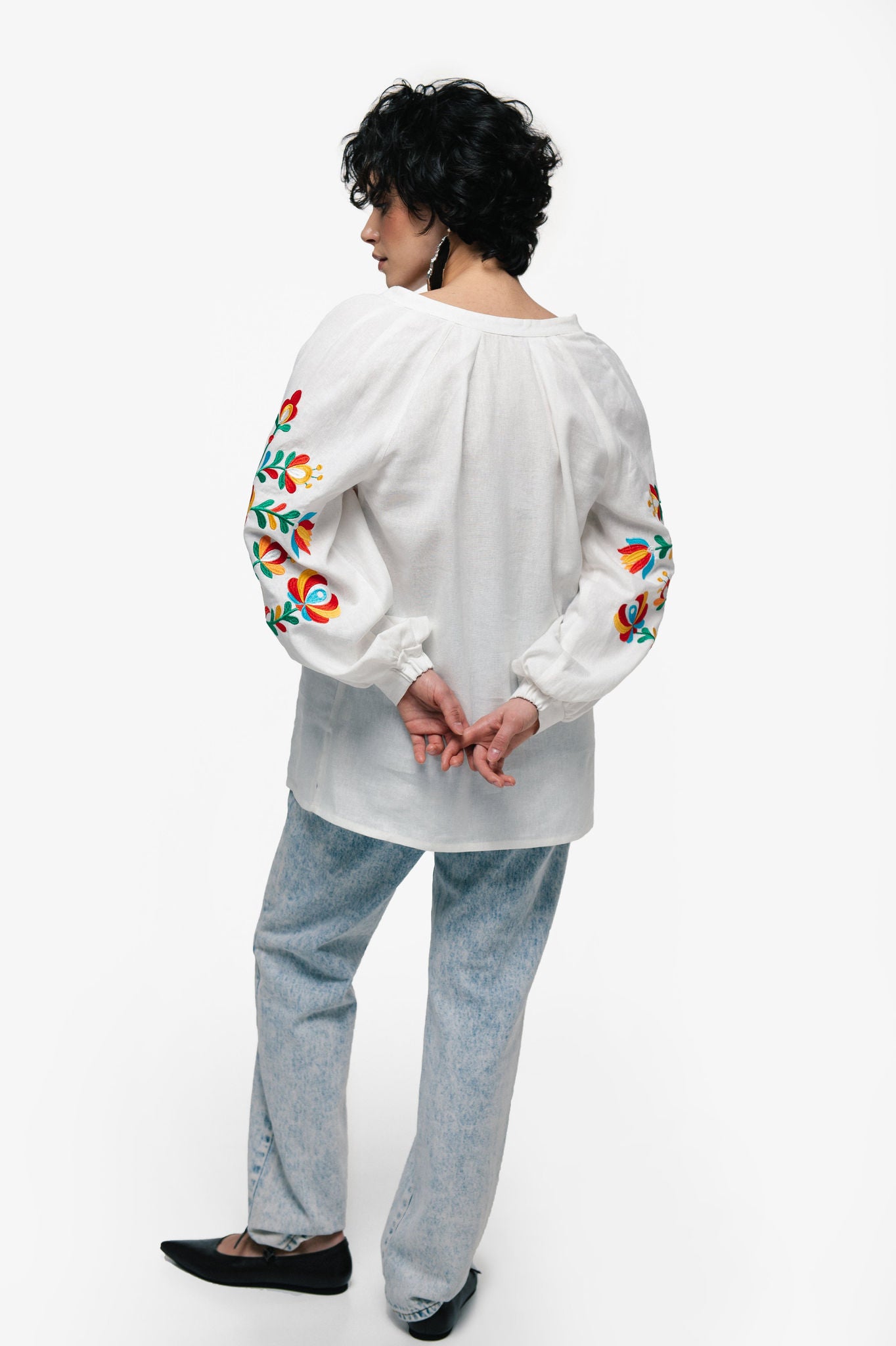 Embroidered Shirt "Dykanka" Milky Color Ornament