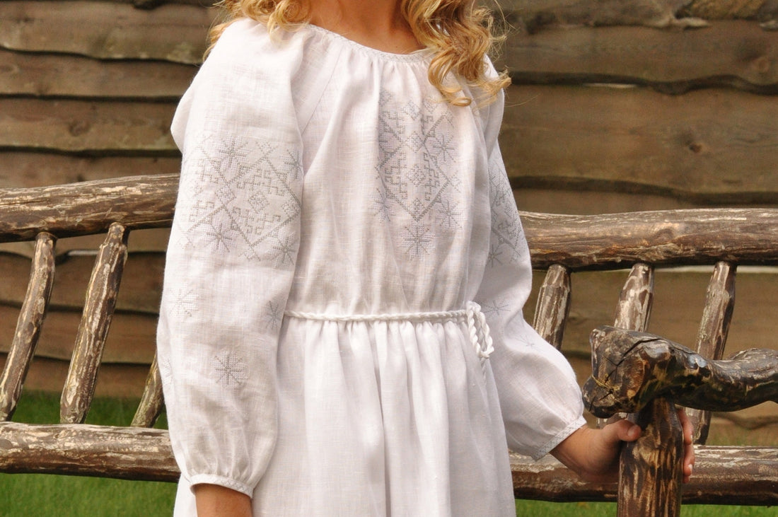 Embroidered White Dress Ornament