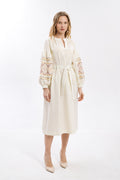 Ethnic Dress In Milky Color With Delicate Accents Ornament