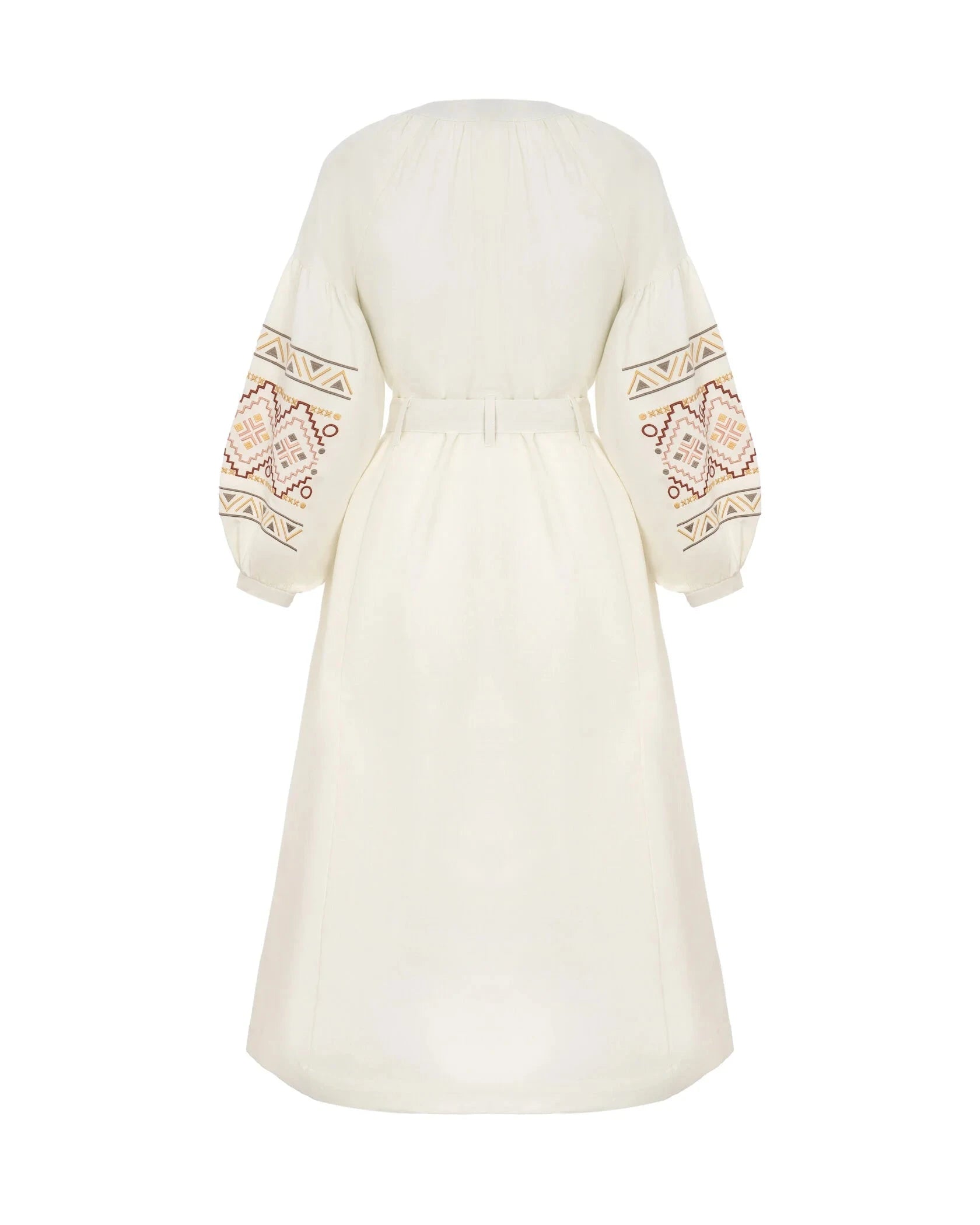 Ethnic Dress In Milky Color With Delicate Accents Ornament