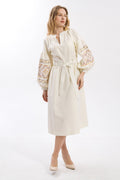 Ethnic Dress In Milky Color With Delicate Accents Ornament