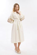 Ethnic Dress In Milky Color With Delicate Accents Ornament