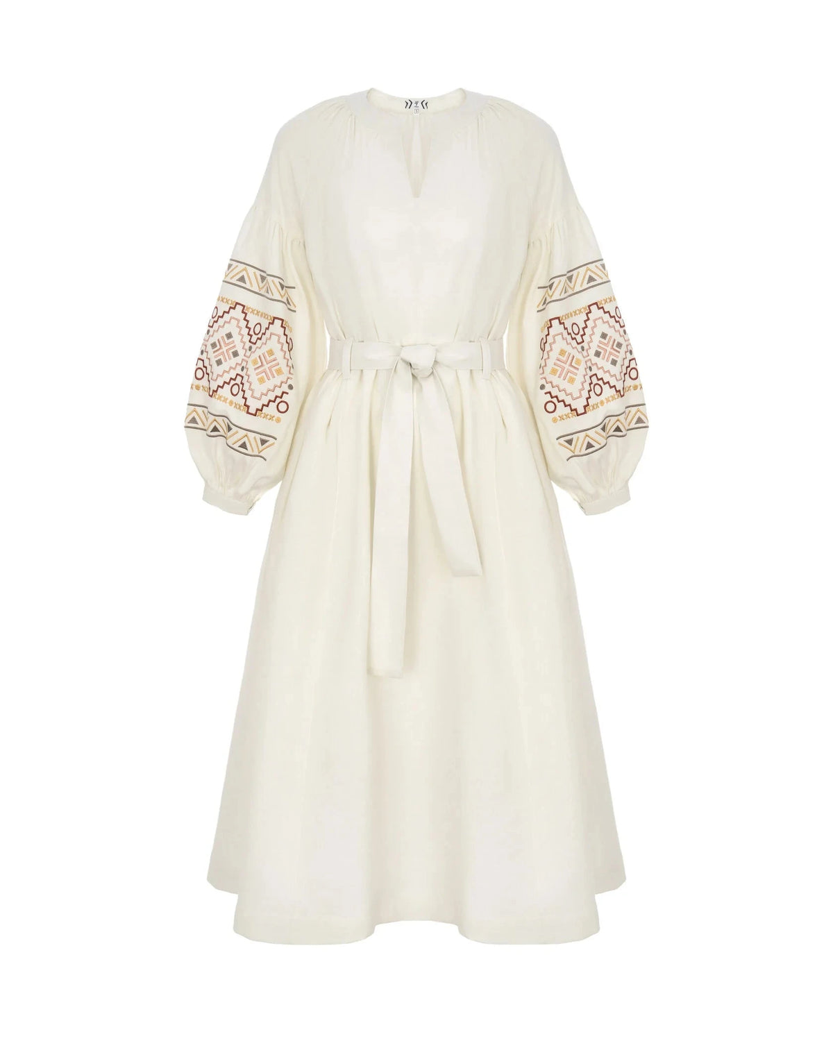 Ethnic Dress In Milky Color With Delicate Accents Ornament