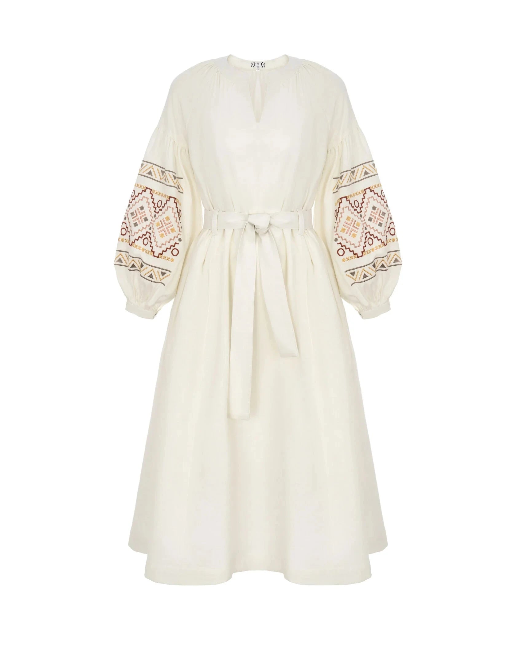 Ethnic Dress In Milky Color With Delicate Accents Ornament