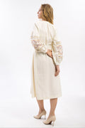 Ethnic Dress In Milky Color With Delicate Accents Ornament