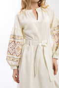Ethnic Dress In Milky Color With Delicate Accents Ornament