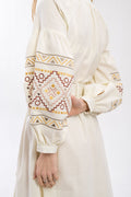 Ethnic Dress In Milky Color With Delicate Accents Ornament