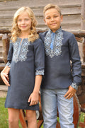 Linen Dress With Embroidery Ornament