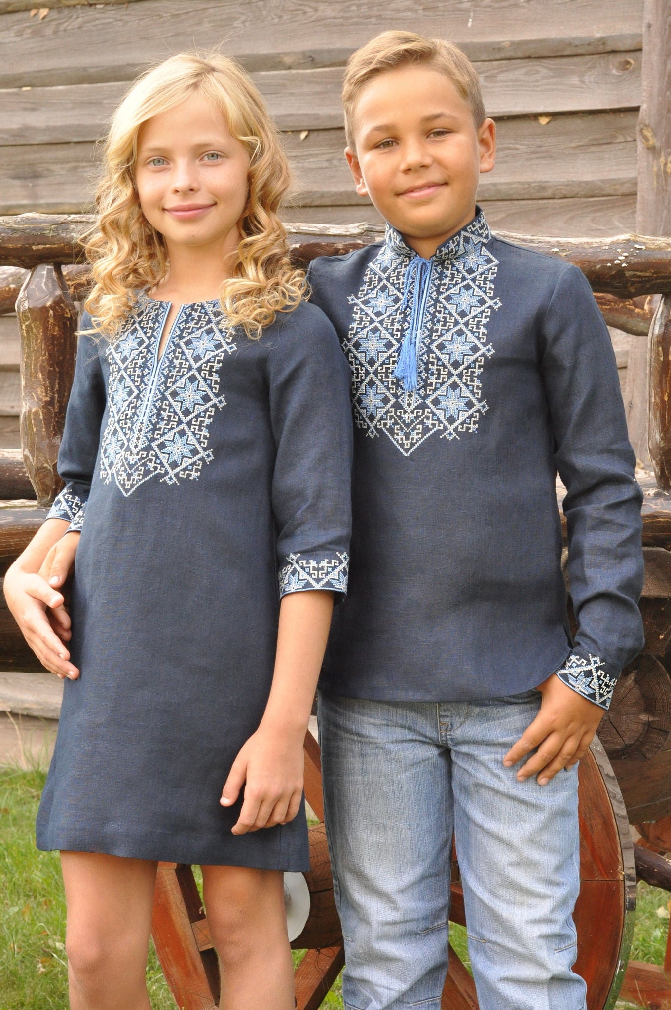 Linen Dress With Embroidery Ornament