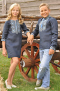 Linen Dress With Embroidery Ornament