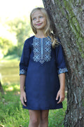 Linen Dress With Embroidery Ornament