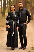 Men's Shirt and Women's Evening Dress in Ukrainian Style Ornament