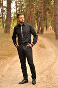 Men's Shirt and Women's Evening Dress in Ukrainian Style Ornament